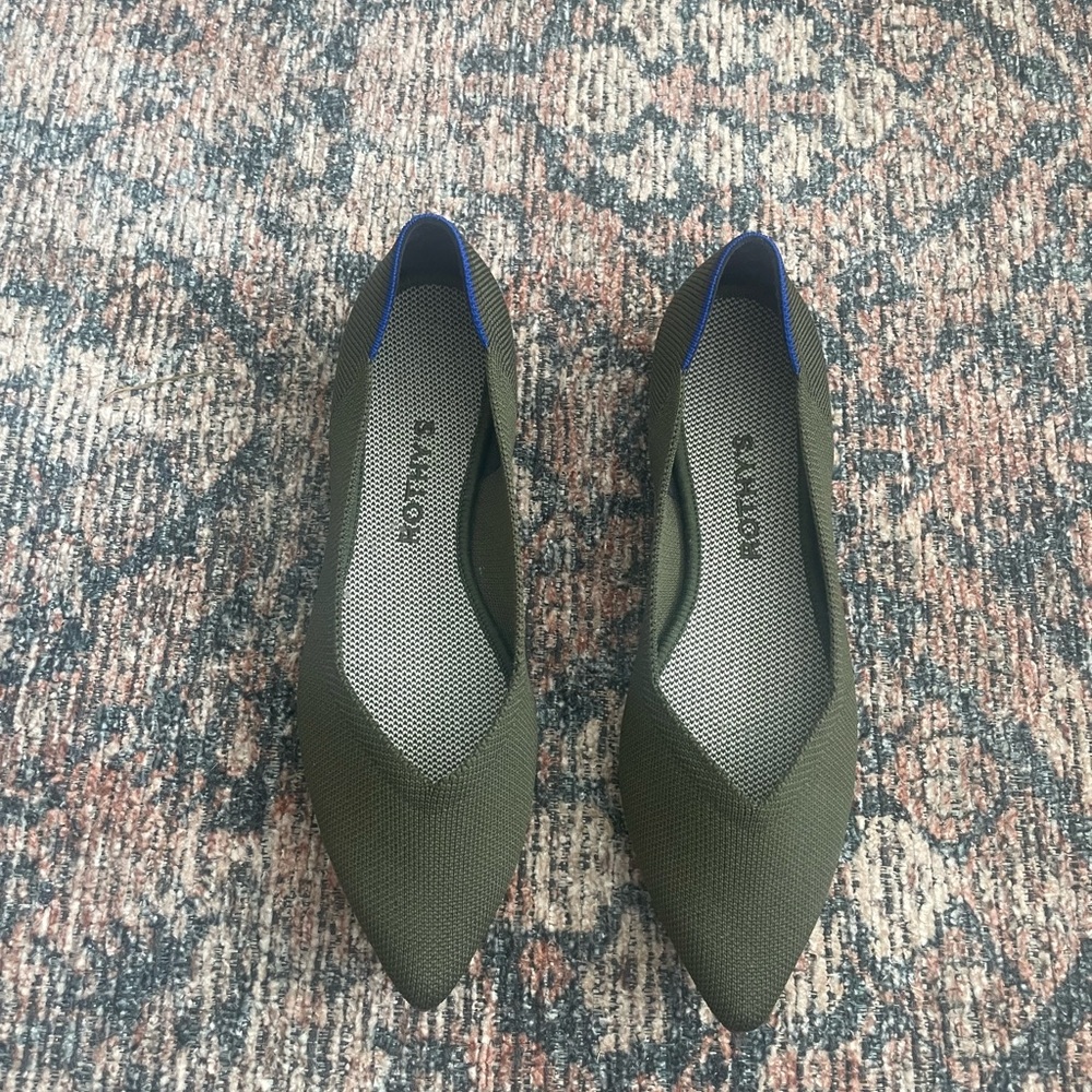 Rothy's Olive Green Pointed Flats (size 8)